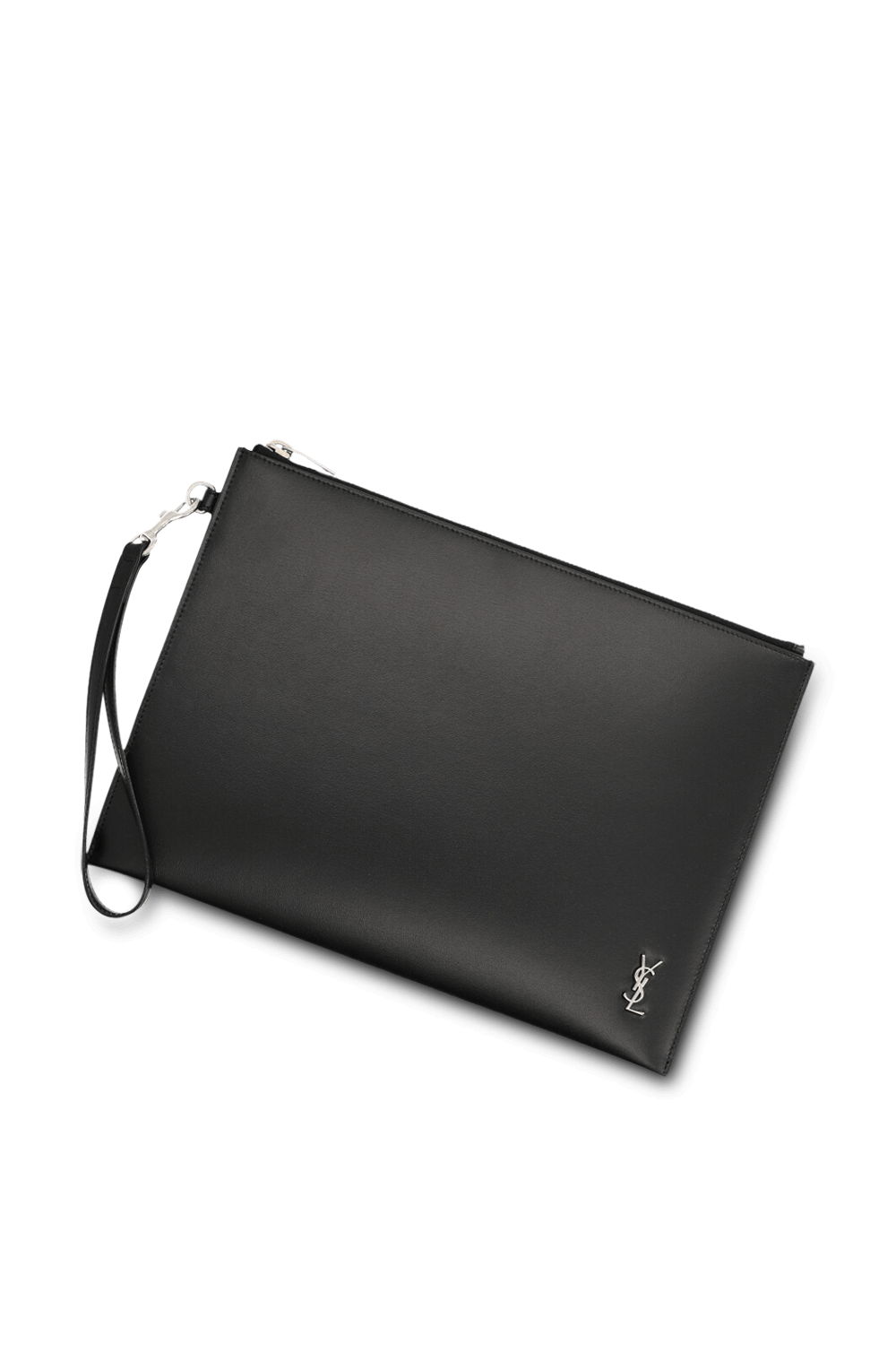 תמונת תקריב של תיק קלאץ' מעור SAINT LAURENT