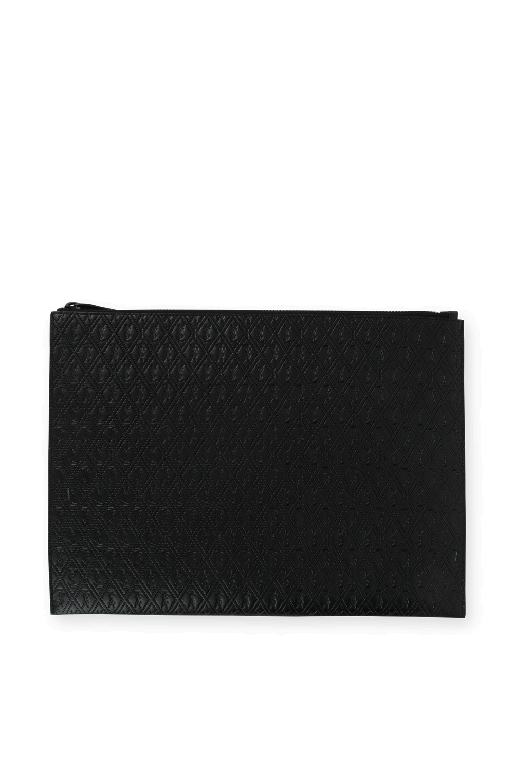 תמונה קידמית של Zippered Tablet Holder in Black Leather SAINT LAURENT
