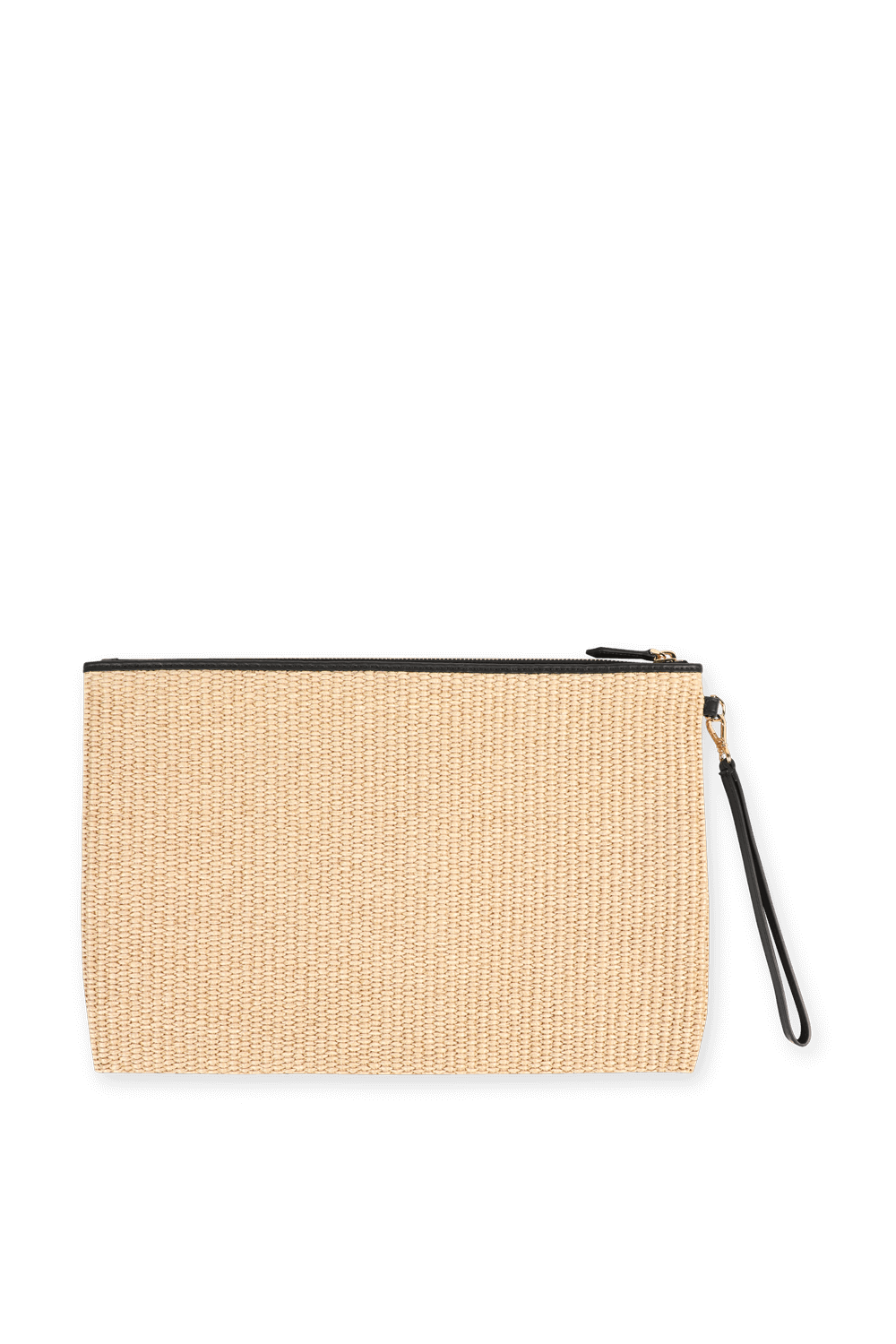 תמונה אחורית של Woven Raffia Clutch Bag in Beige and Black FENDI