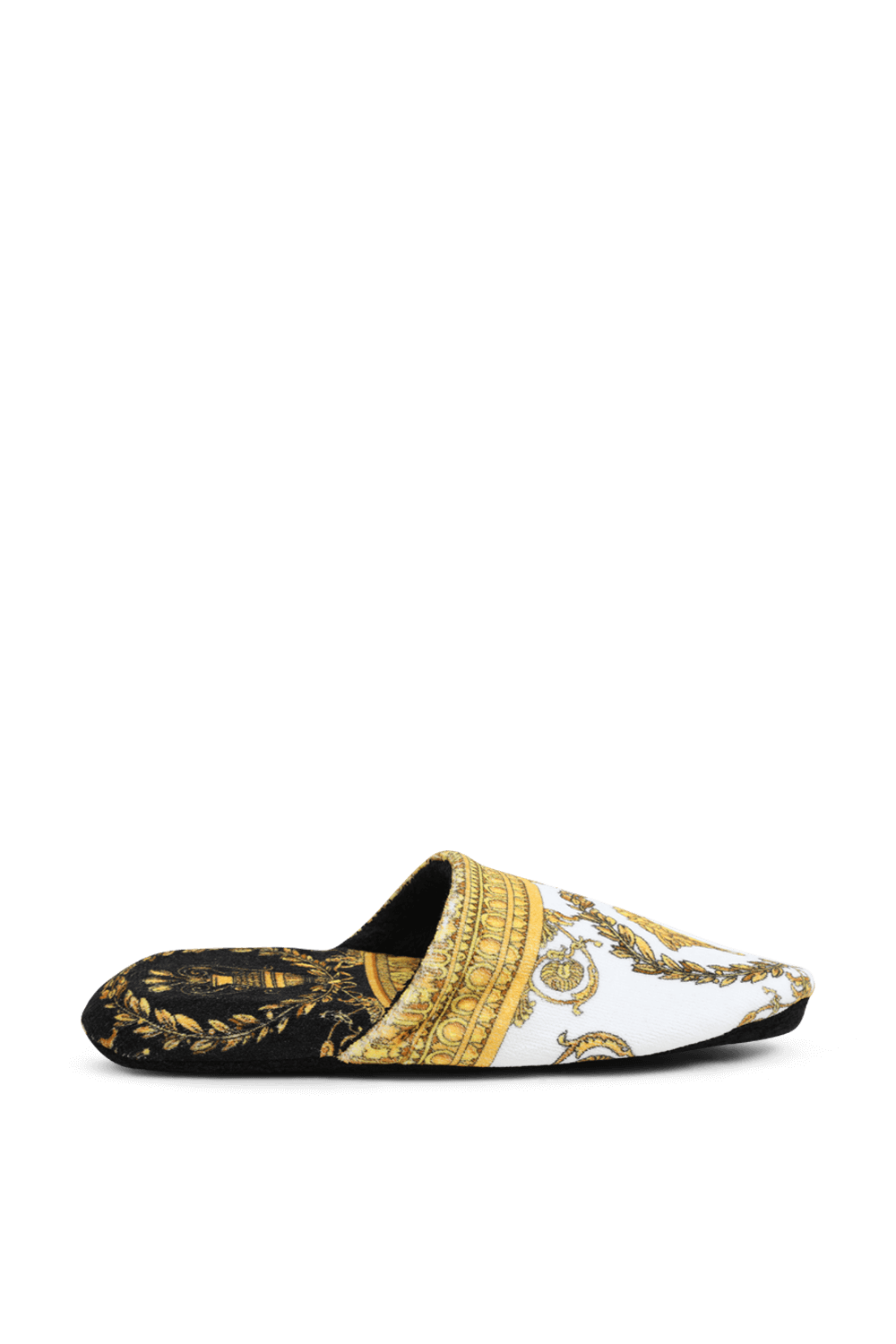 תמונה קידמית של נעלי בית עם הדפס בארוק VERSACE