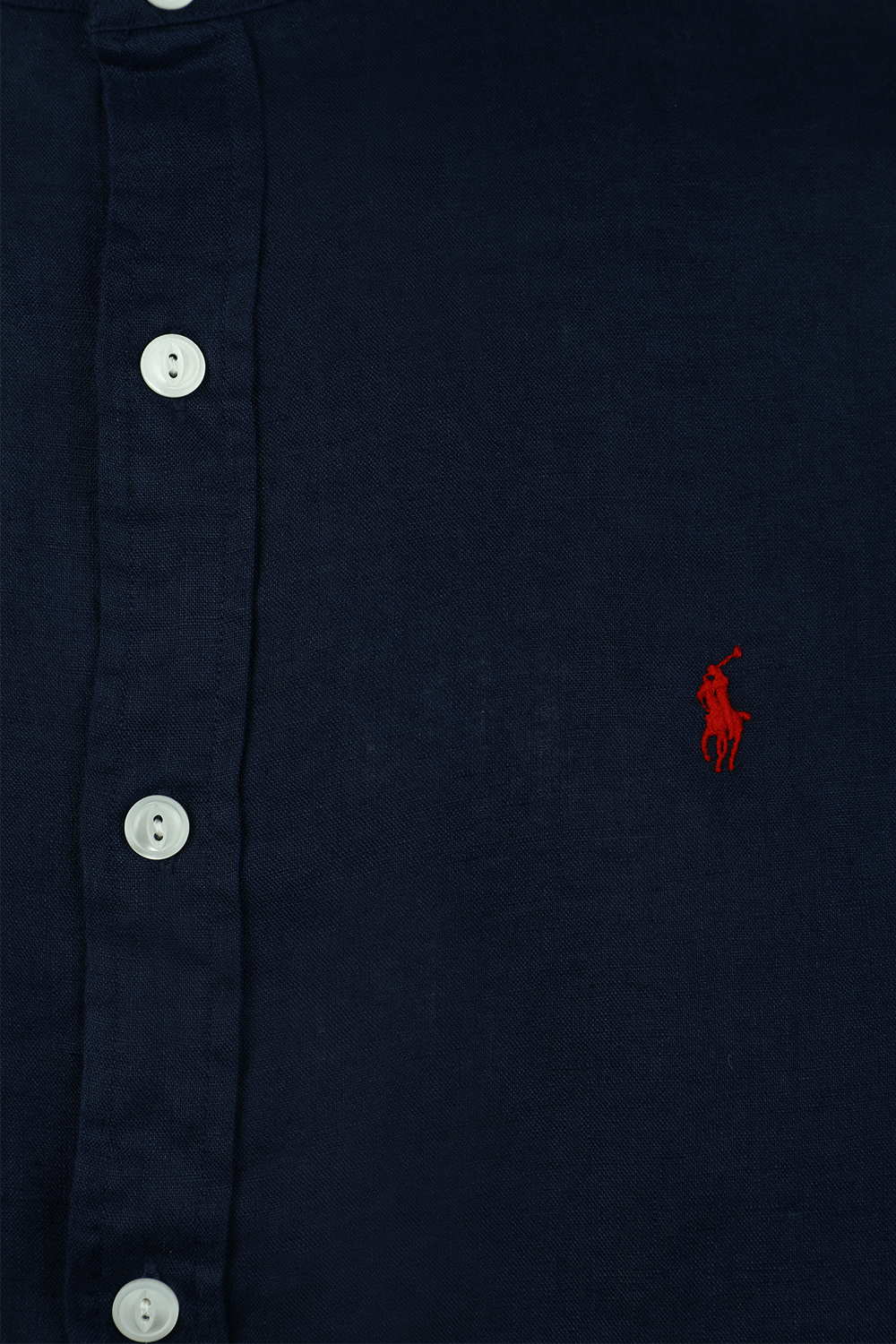 תמונה אחורית של חולצת פשתן מכופתרת עם לוגו POLO RALPH LAUREN