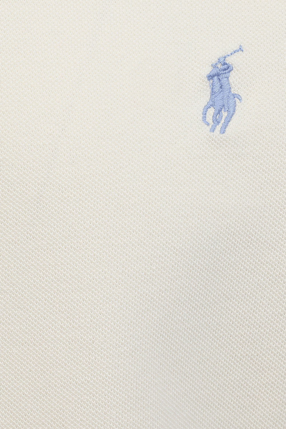 תמונה אחורית של Short Sleeve Knit Polo Shirt in Beige