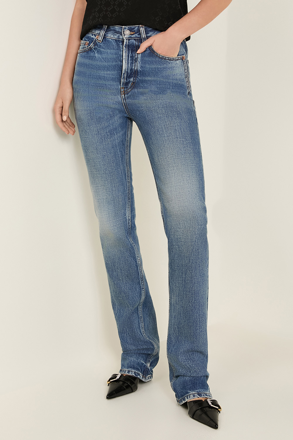 תמונת דוגמן קידמית של מכנסי ג'ינס סלים SAINT LAURENT