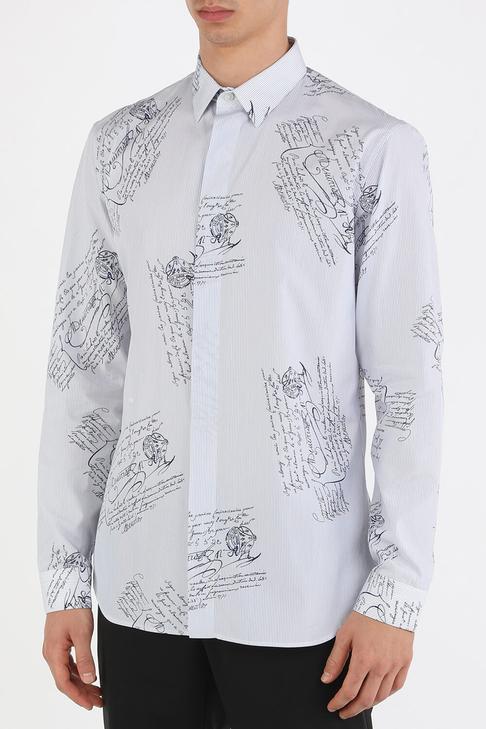 תמונת דוגמן קידמית של Striped Scritto Andy Shirt In Blue and White