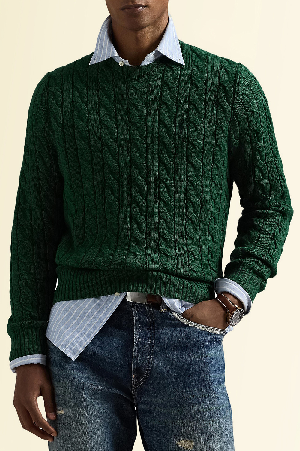 תמונת דוגמן קידמית של סריג כותנה POLO RALPH LAUREN
