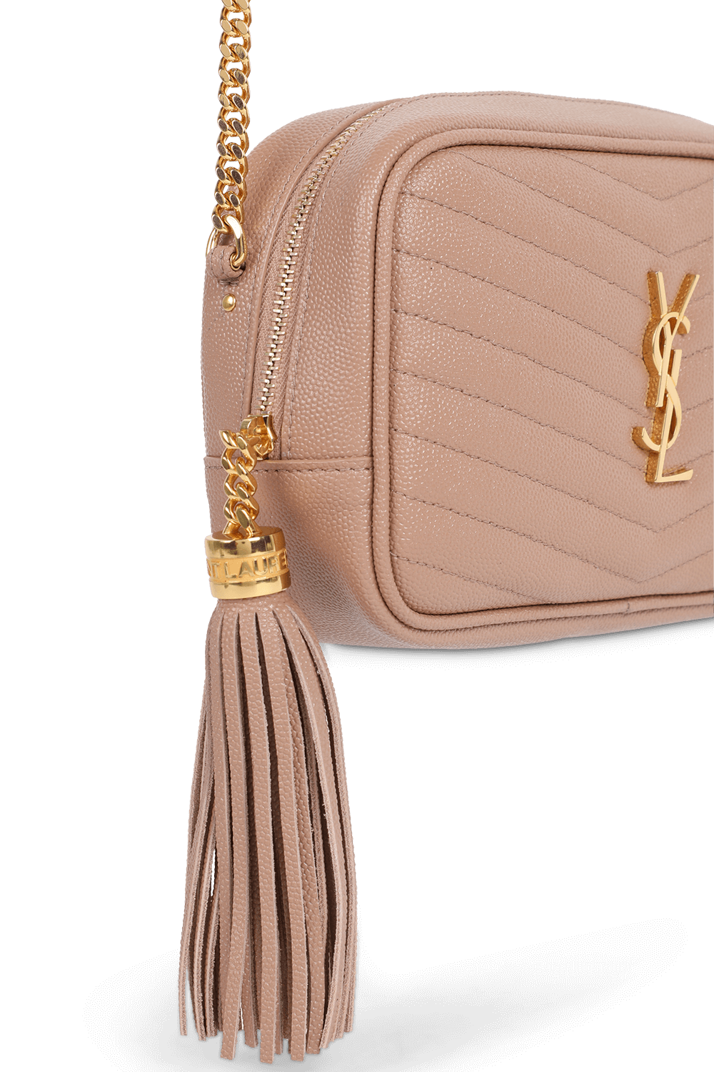 תמונת תקריב של תיק לו מעור קווילט בגודל מיני SAINT LAURENT