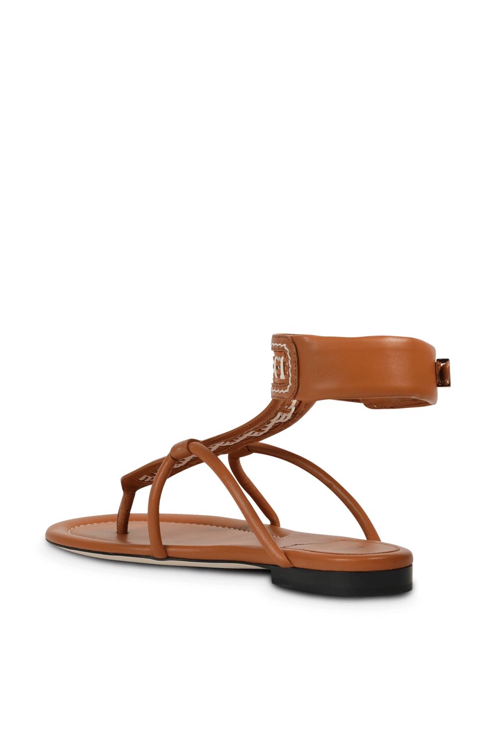 תמונה אחורית של FF Woven Strap Sandals in Brown FENDI