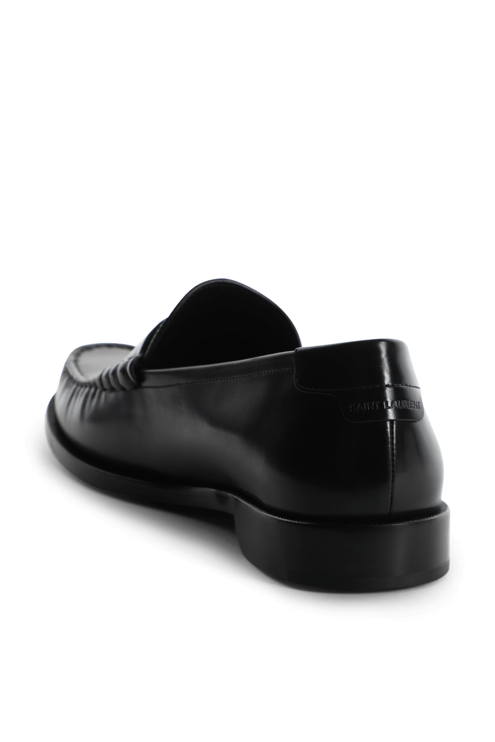 תמונה אחורית של נעלי מוקסין מעור שחור SAINT LAURENT