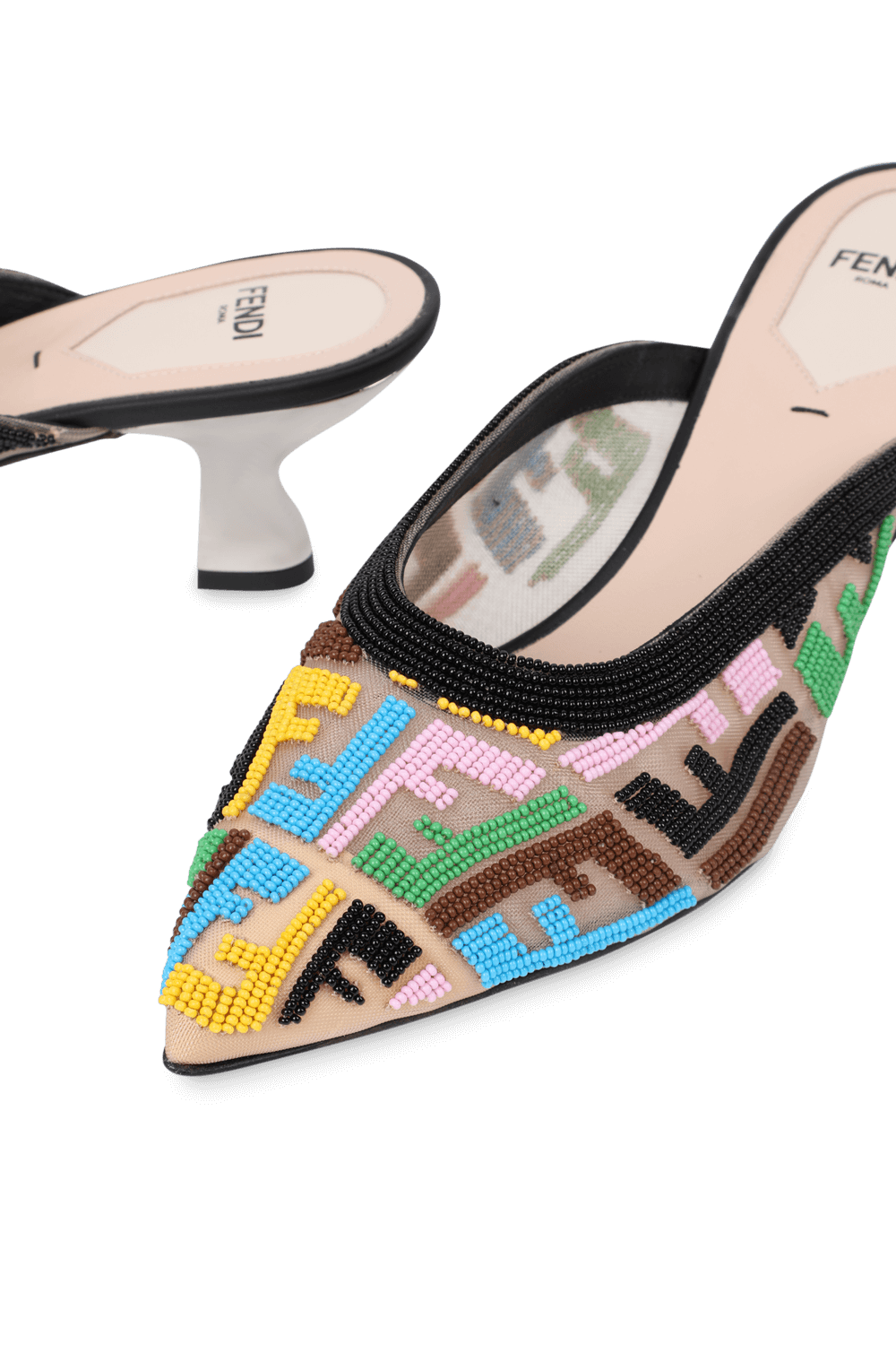 תמונת תקריב של Vertigo Pointed Toes Mules in Multicolor FENDI
