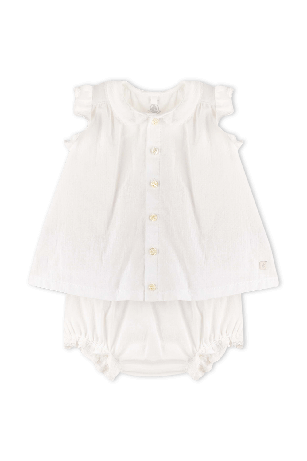 תמונה קידמית של גילאי NB-12 חודשים שמלה לבנה PETIT BATEAU