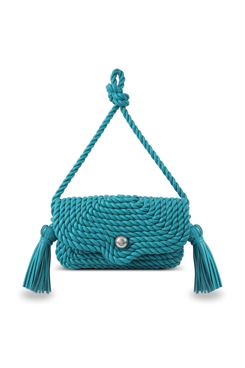 תמונה קידמית של תיק טורצ'ון מעור בגוון כחול BOTTEGA VENETA