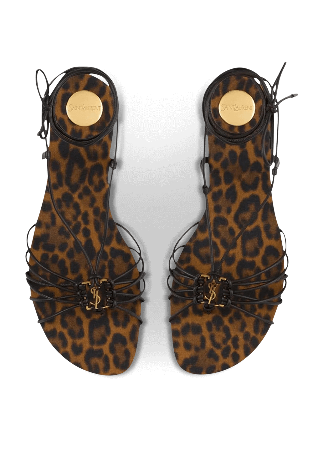 תמונת תקריב של סנדלי קשירה בבילון SAINT LAURENT