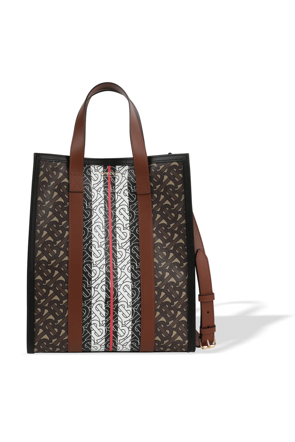תמונה קידמית של Monogram Stripe Tote Bag in Brown BURBERRY