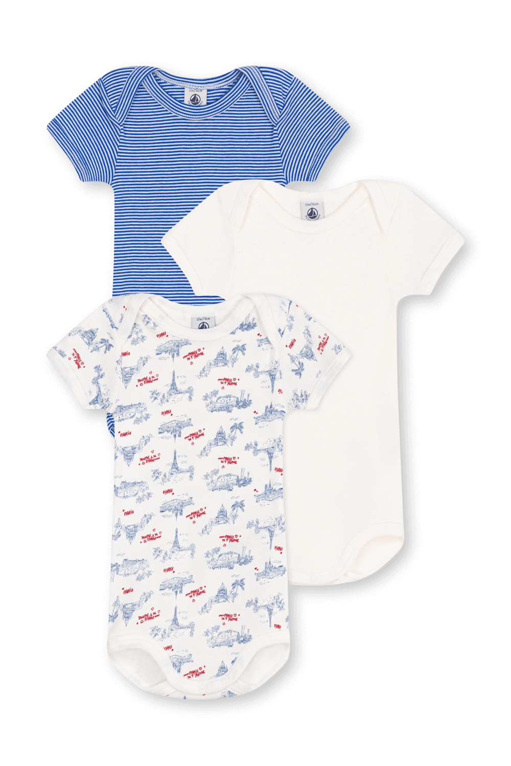 תמונה קידמית של מארז שלושה בגדי גוף PETIT BATEAU