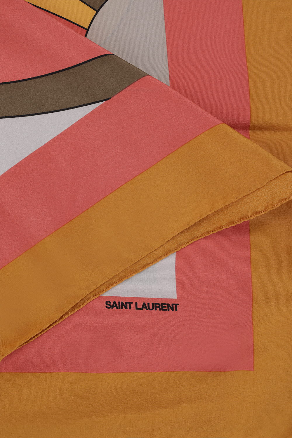 תמונה אחורית של צעיף מרובע ממשי בדפוס פרחים SAINT LAURENT