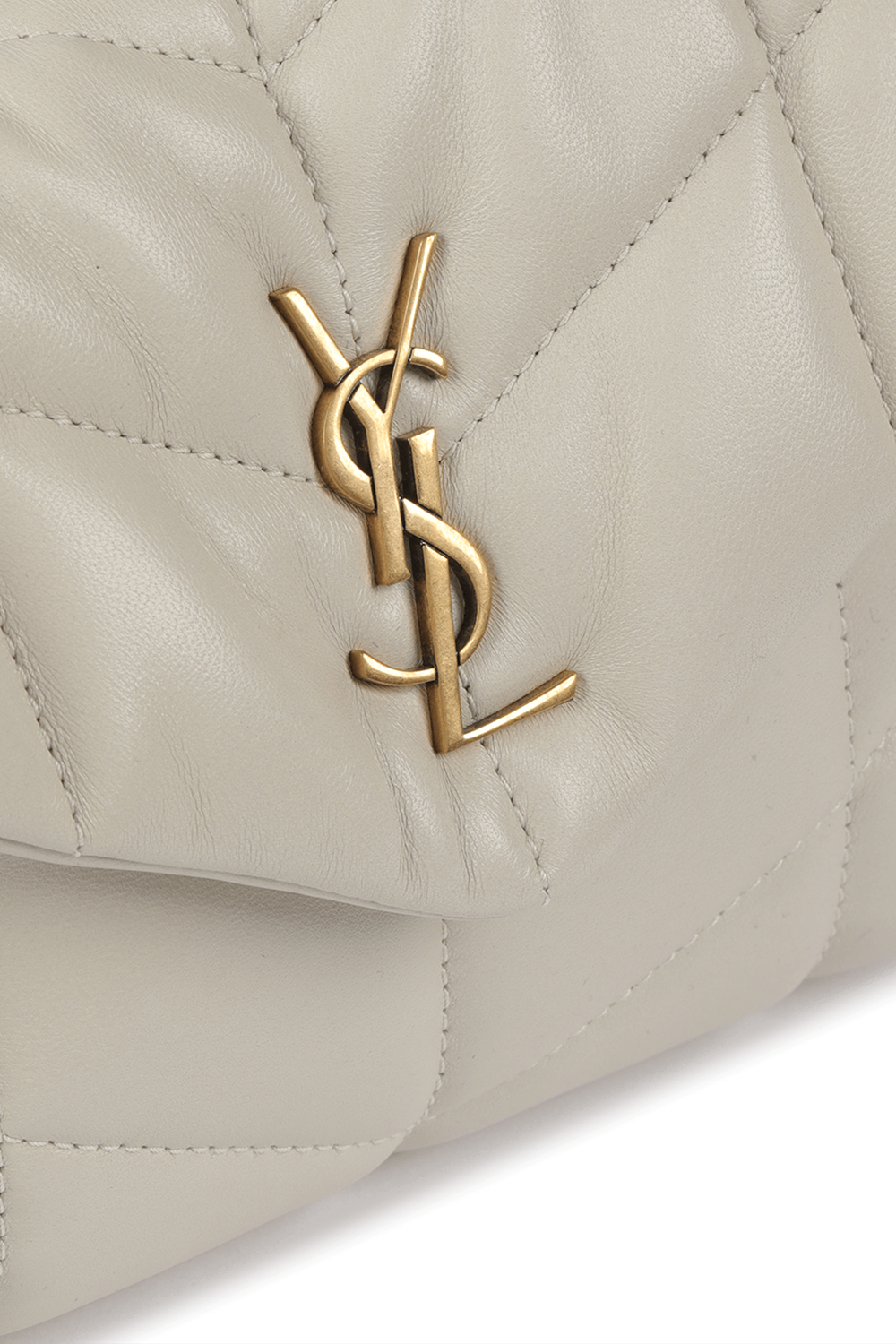 תמונת תקריב של Puffer Toy Bag In Quilted White Leather SAINT LAURENT
