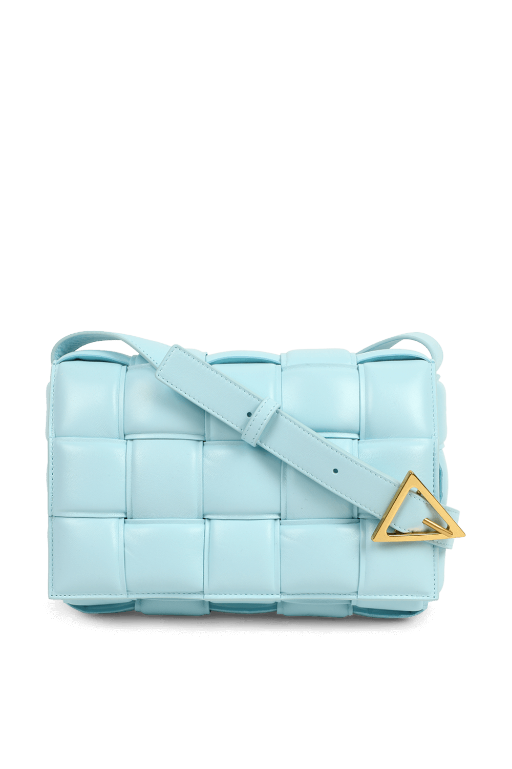 תמונה קידמית של תיק קסטה פאפר עם אבזם משולש BOTTEGA VENETA