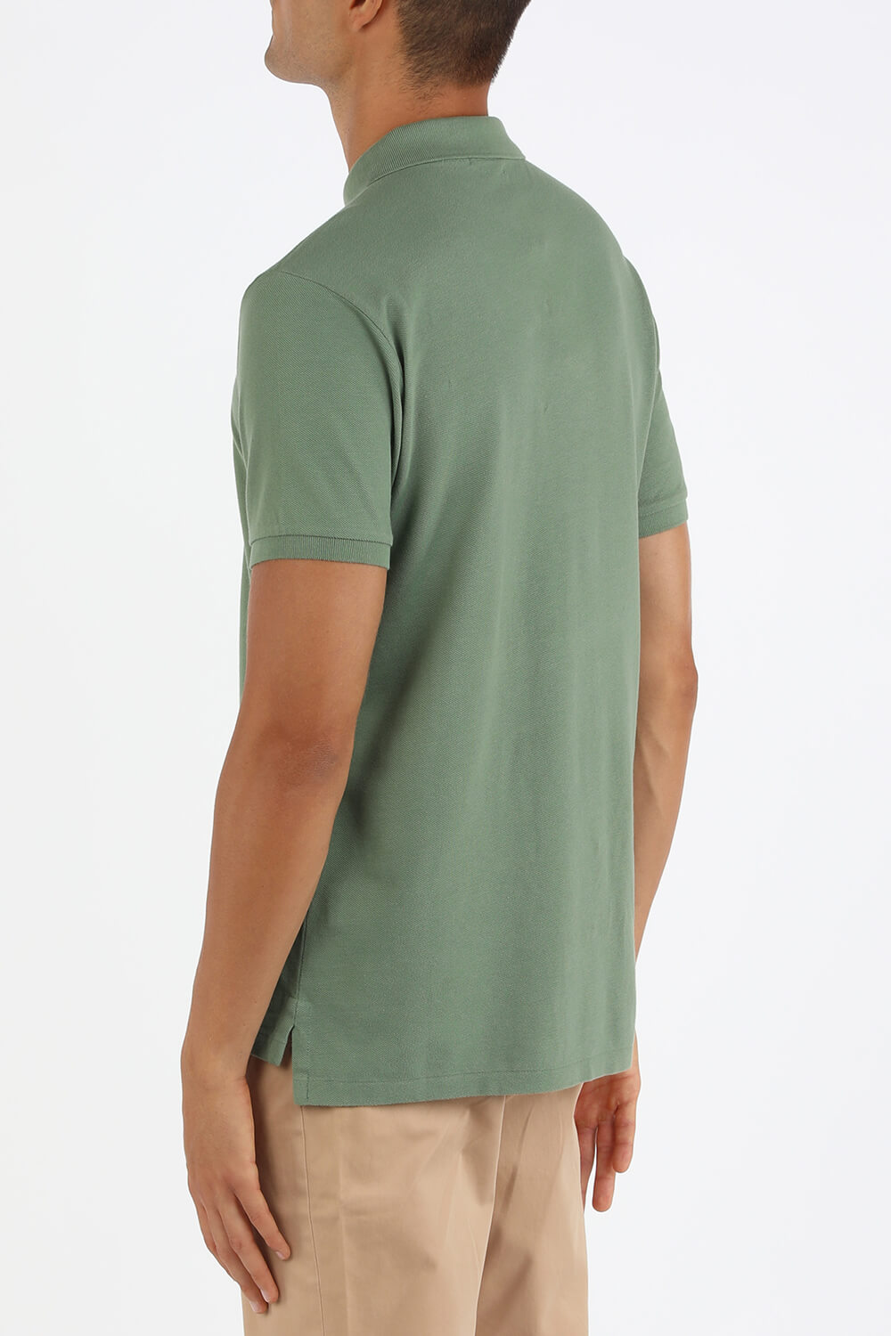 תמונת דוגמן אחורית של Short Sleeve Knit Polo Shirt in Green