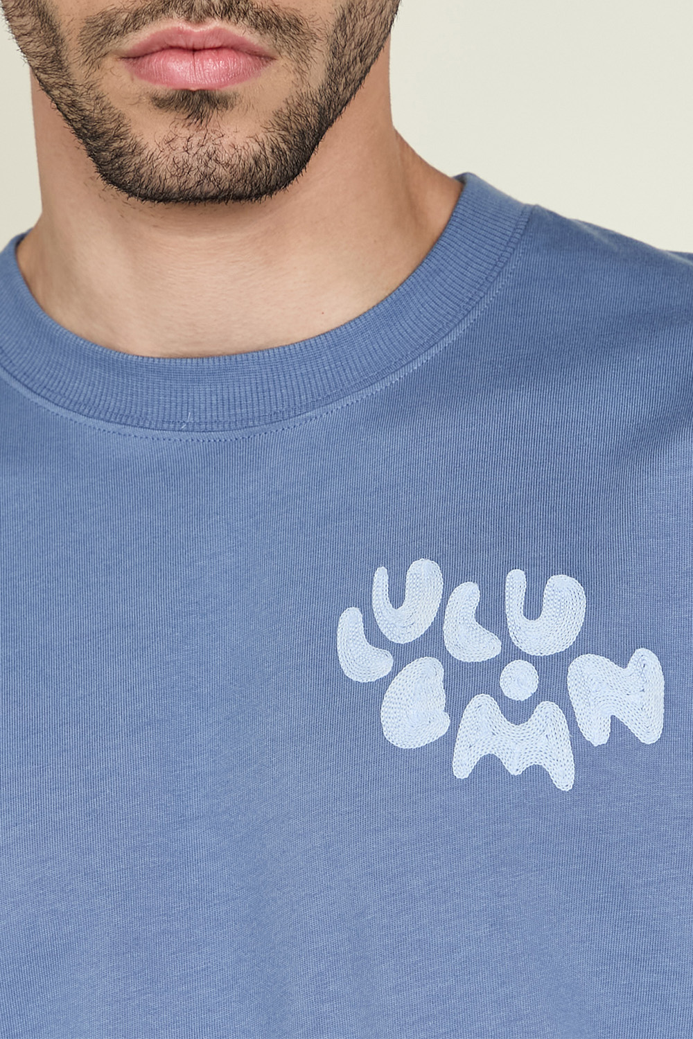 תמונת תקריב דוגמן של Heavyweight Cotton Jersey T-Shirt Embroider