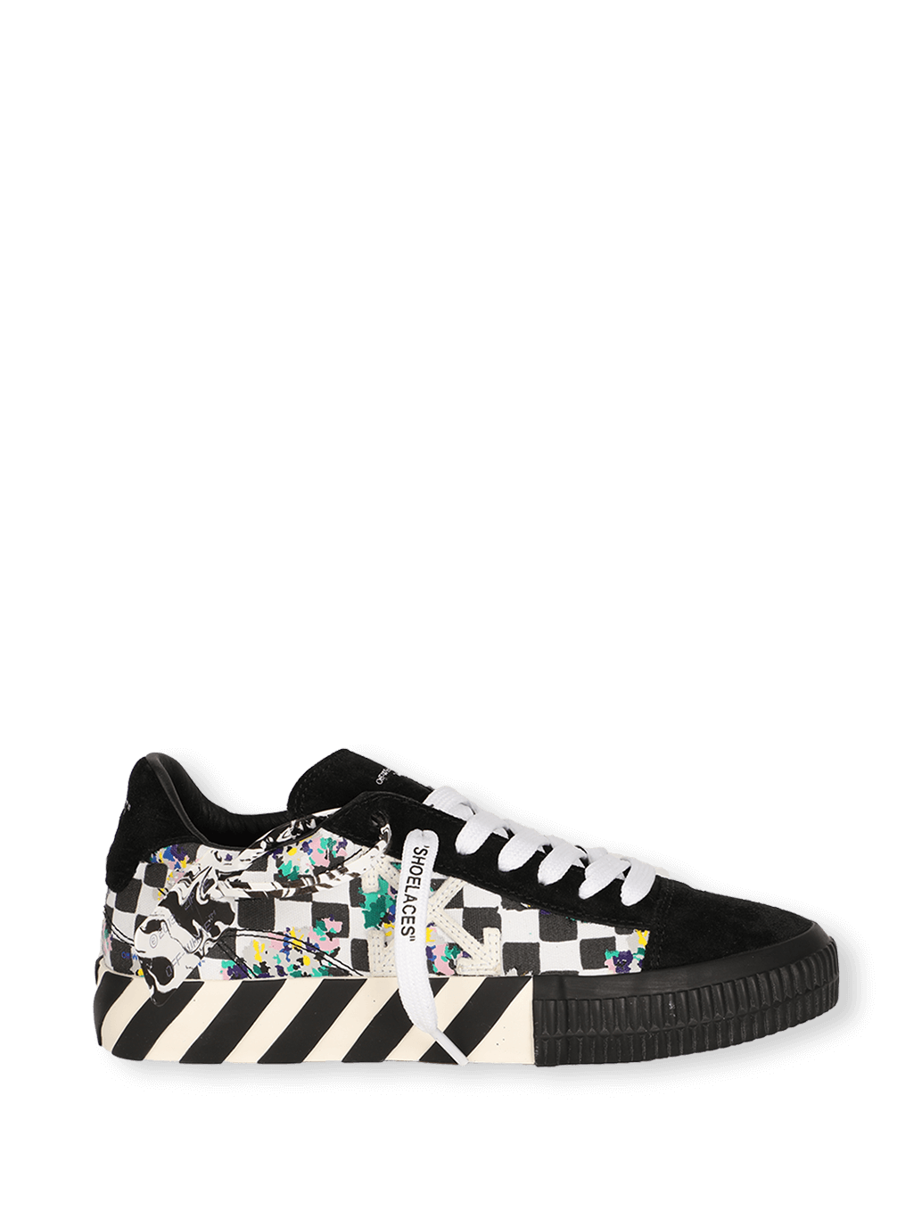 תמונה קידמית של Checked Vulcanized Sneakers in Black