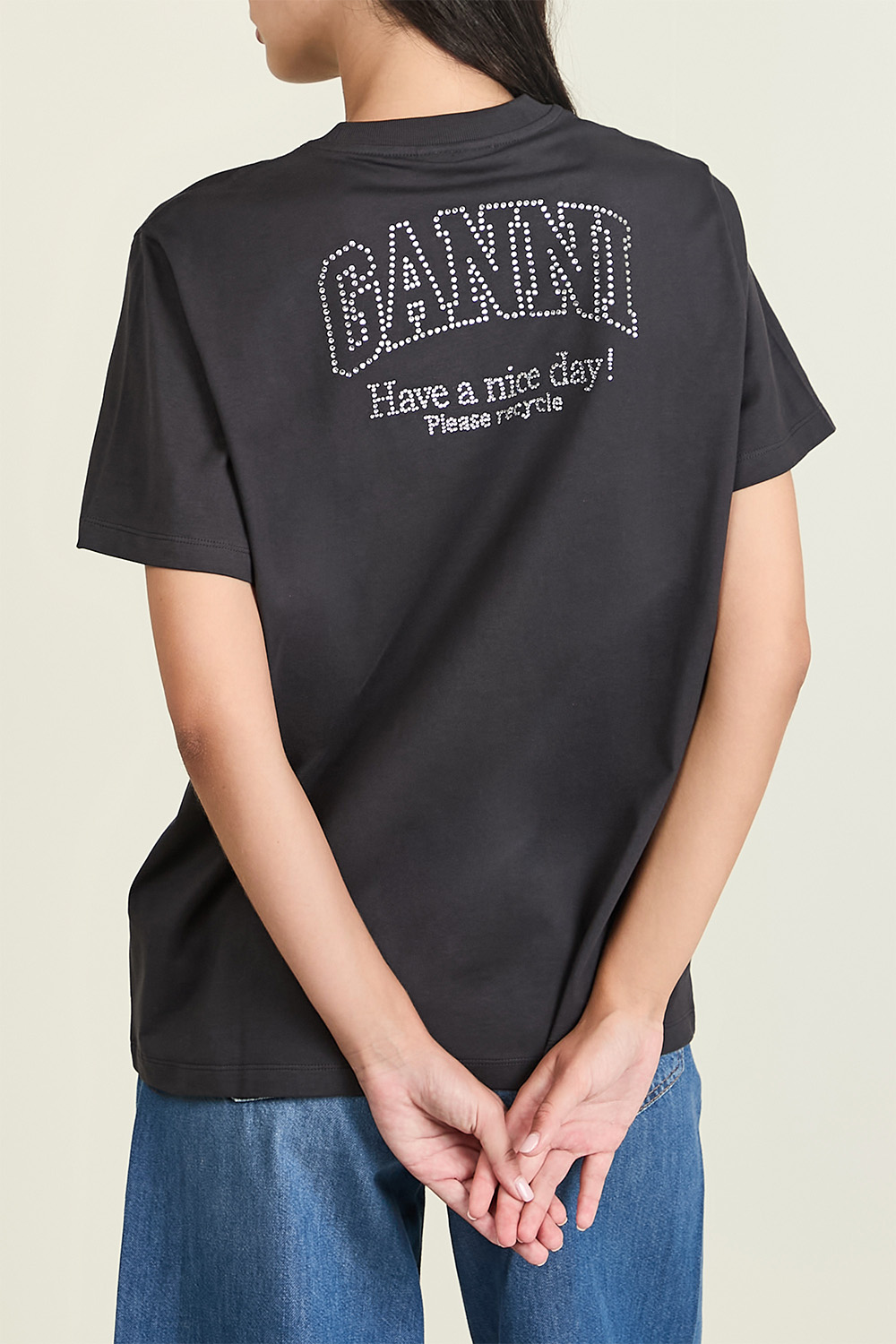 תמונת דוגמן אחורית של חולצת טי עם אבנים GANNI