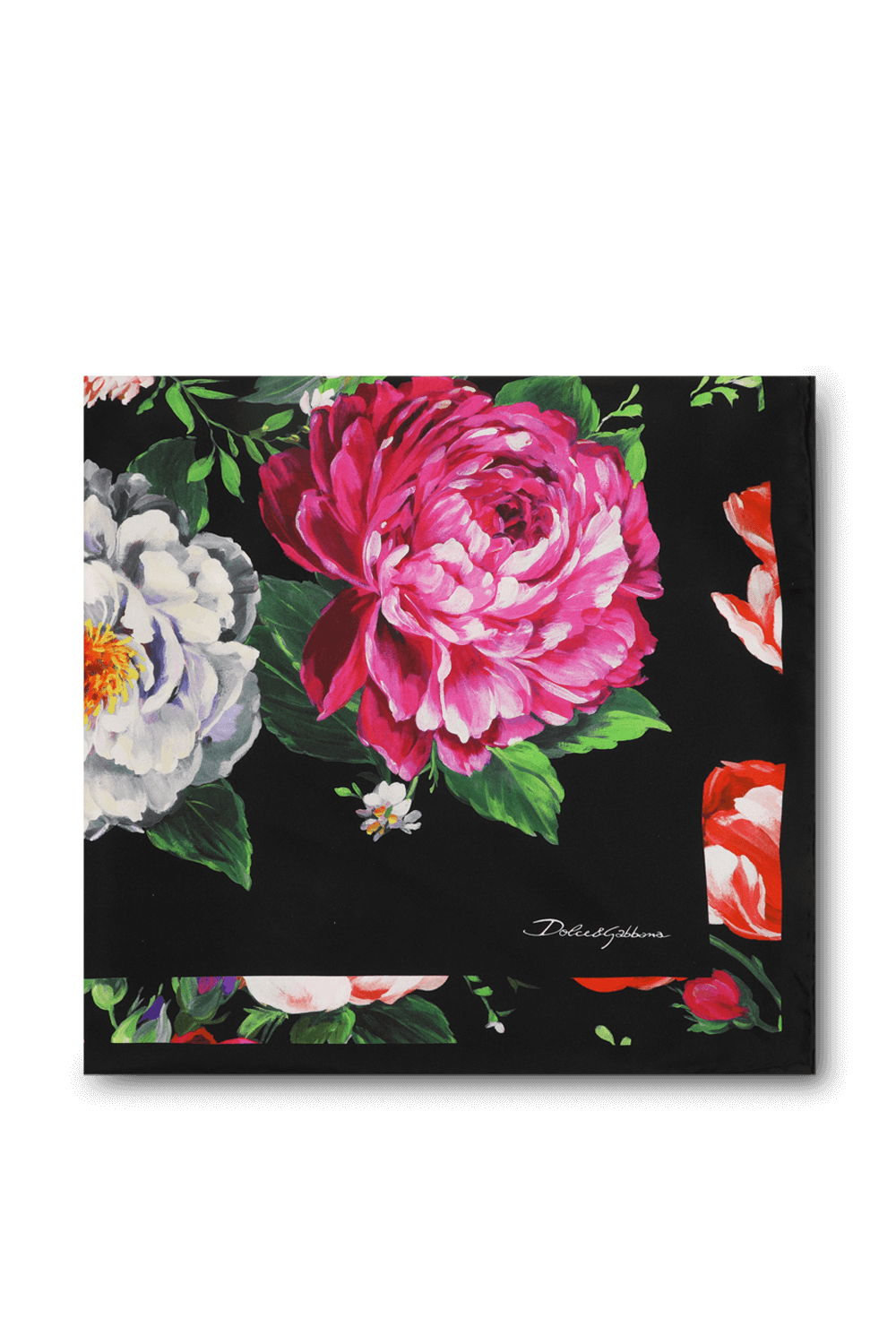 תמונה קידמית של צעיף משי בהדפס פרחוני DOLCE & GABBANA