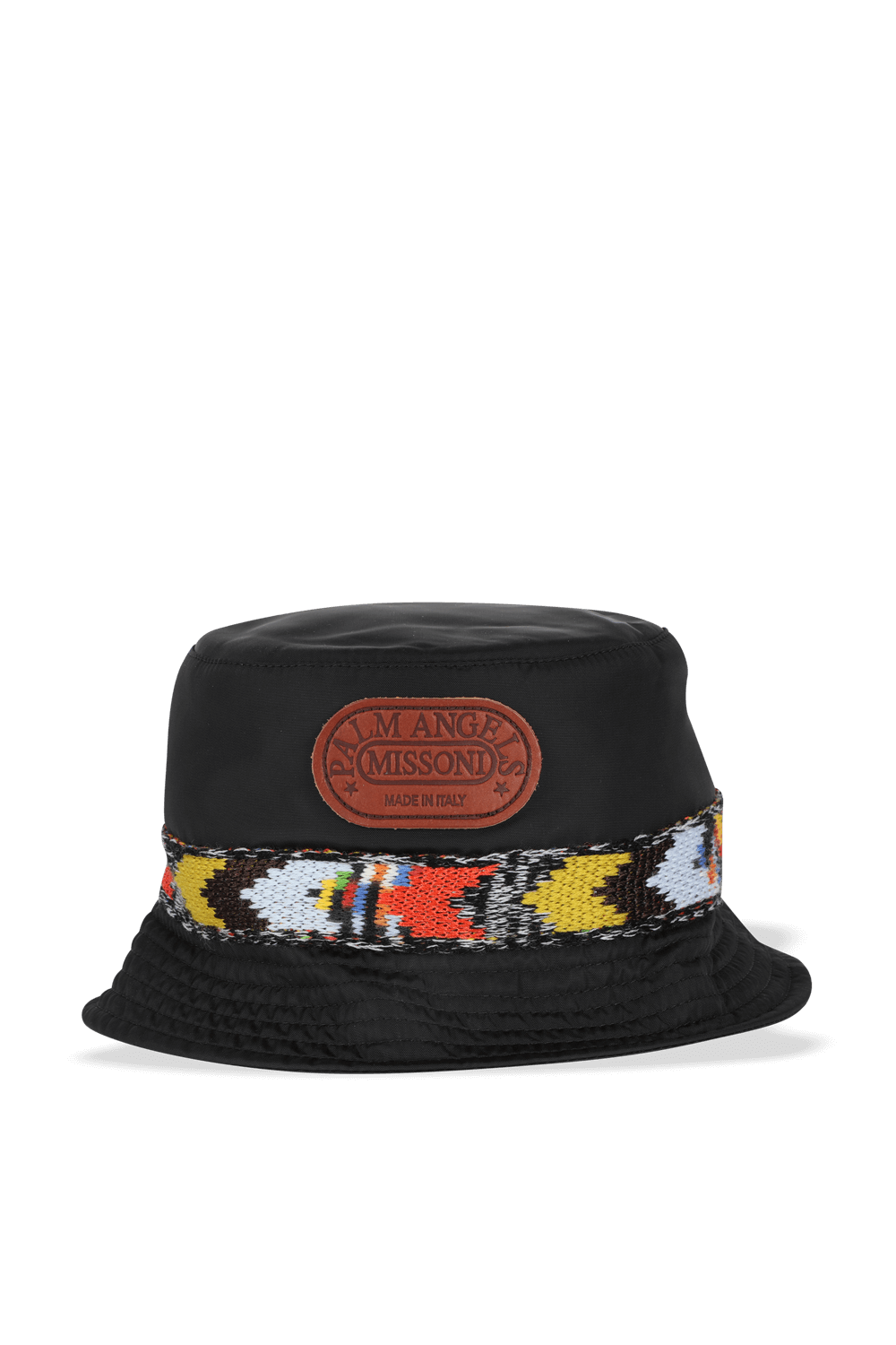 תמונה קידמית של Palm Angels X Missoni Bucket Hat With Logo in Black PALM ANGELS