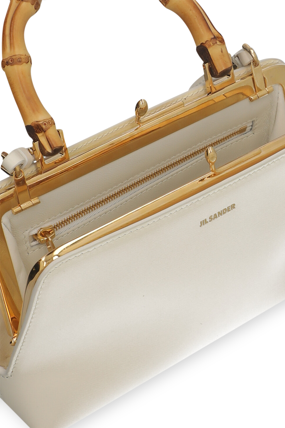 תמונת פנים של תיק עור עם ידית במבוק JIL SANDER