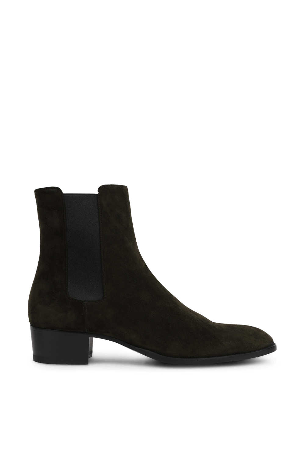 תמונה קידמית של מגפוני צ'לסי מעור עם עקבים SAINT LAURENT