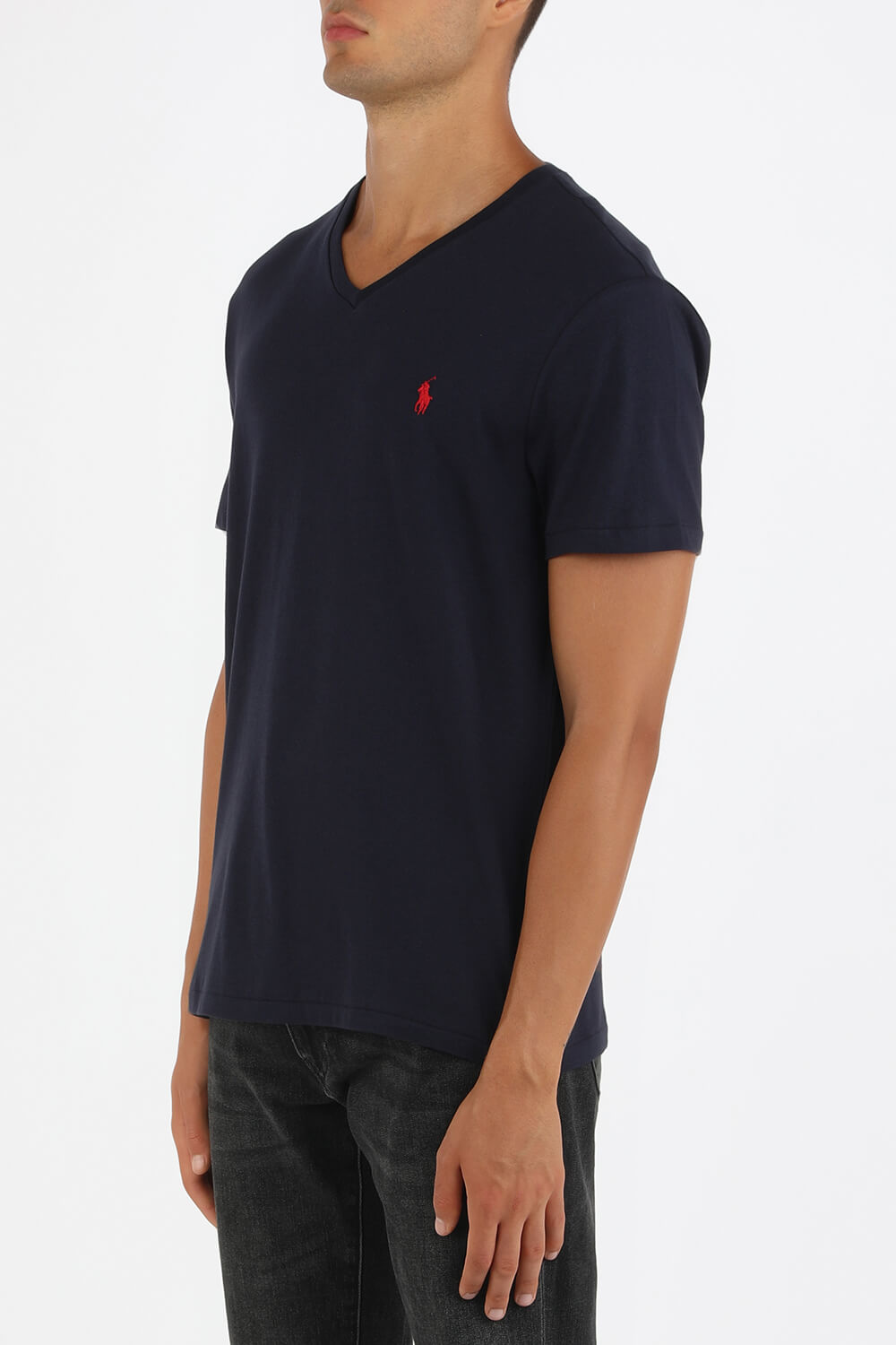תמונת דוגמן קידמית של Slim Fit Side Logo Tshirt in Ink Blue
