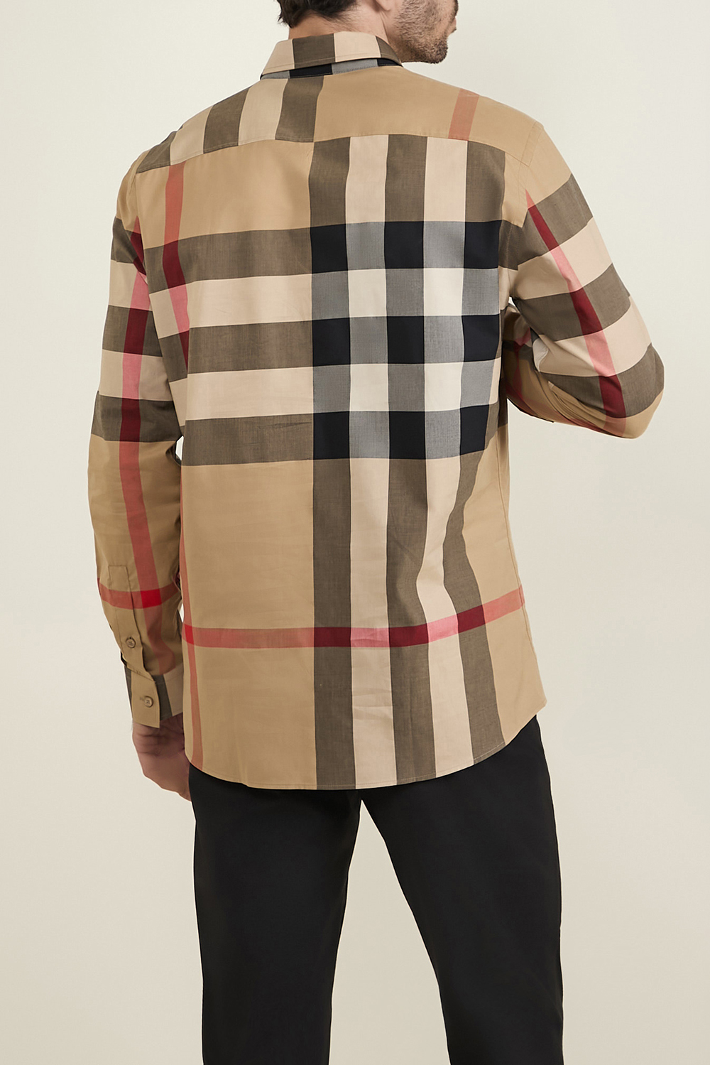 תמונת דוגמן אחורית של חולצת כפתורים סלים פיט BURBERRY