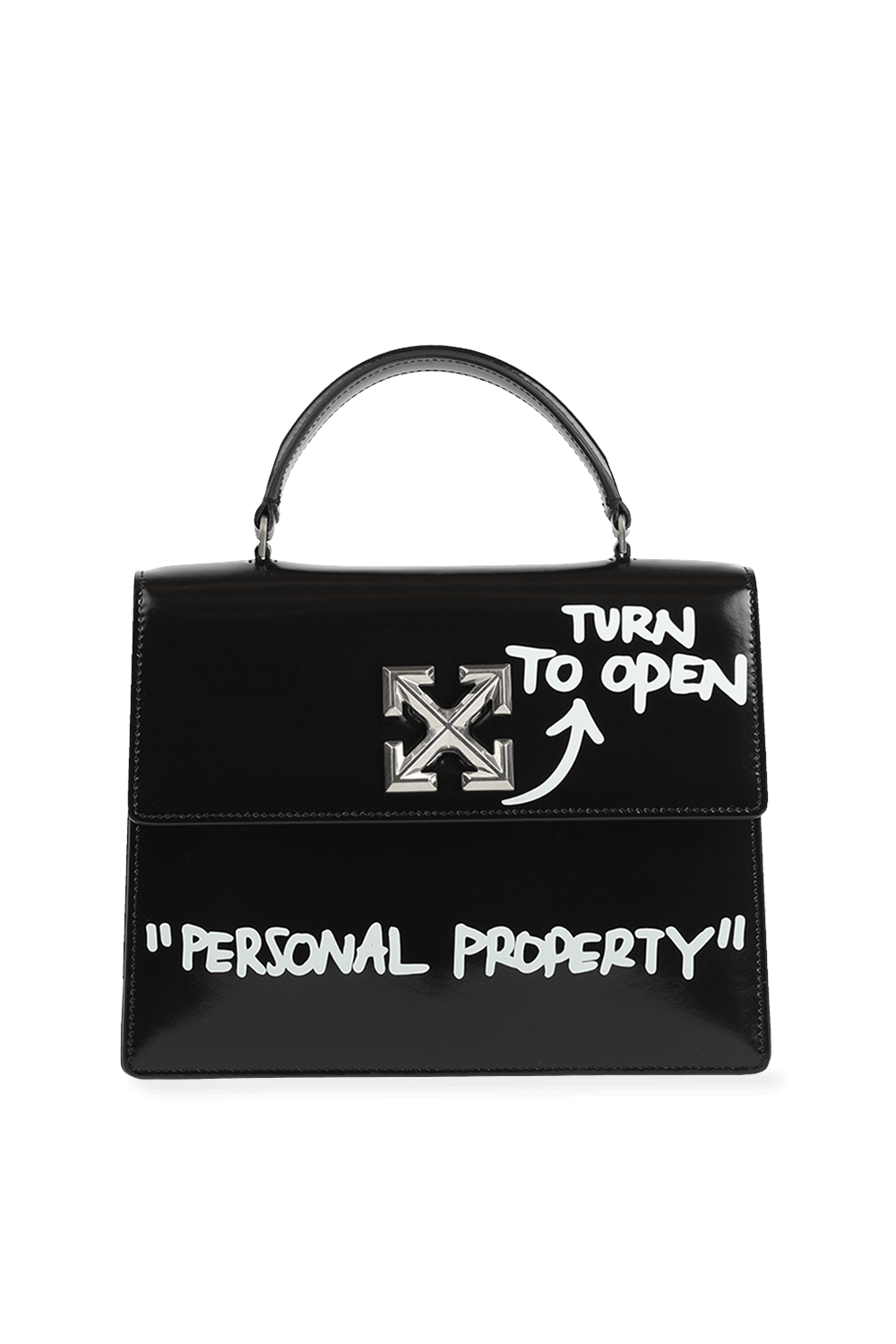 תמונה קידמית של Jitney 1.4 Slogan Print Bag in Black and White OFF WHITE