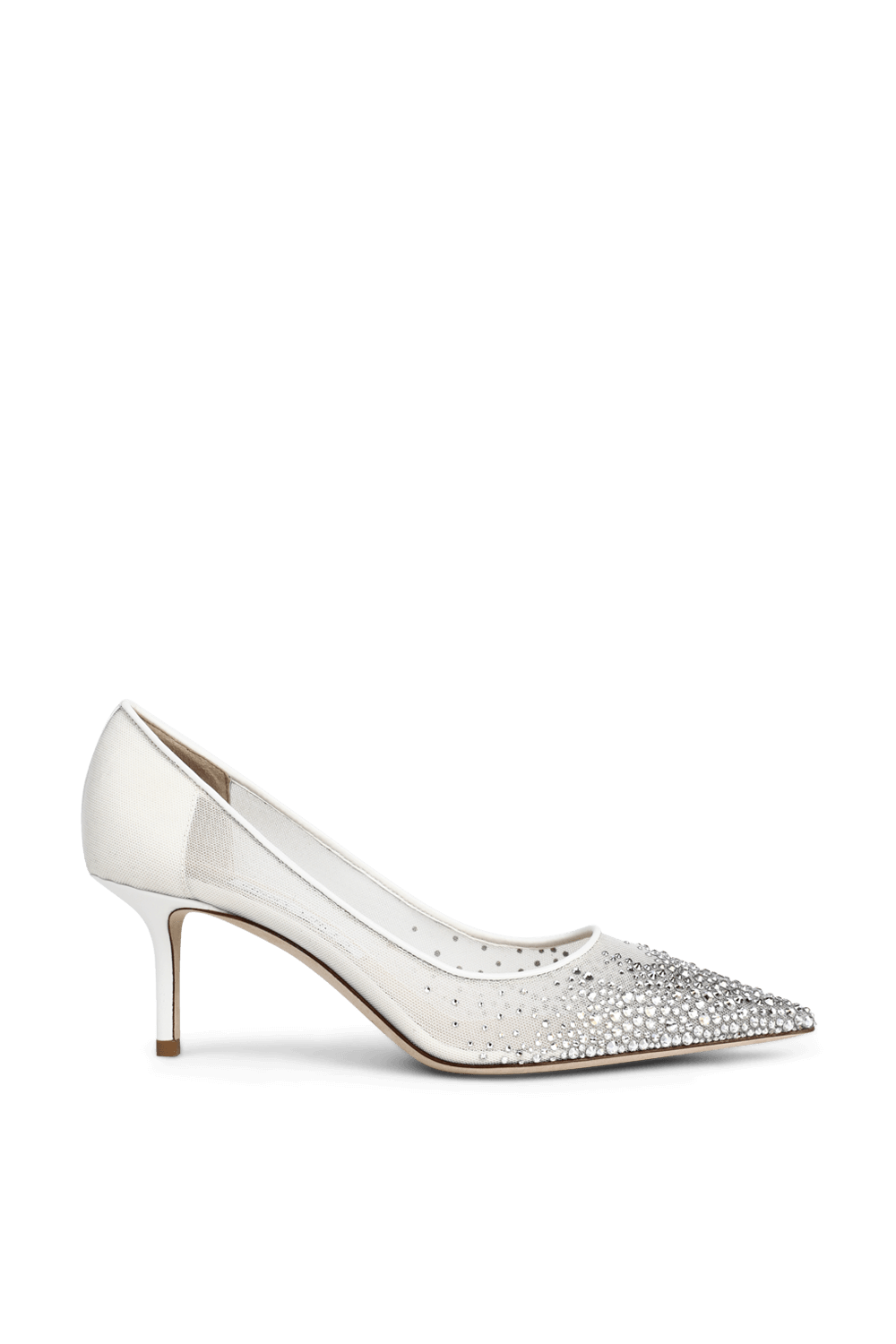 תמונה קידמית של נעלי עקב עם קרסיטלים לאב 65 JIMMY CHOO