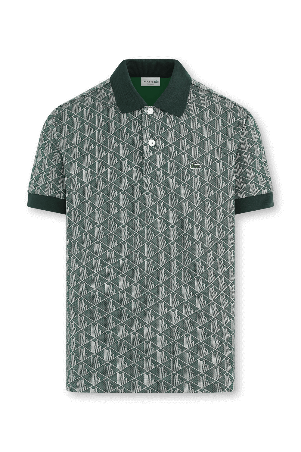 תמונה קידמית של חולצת פולו עם טקסטורה LACOSTE
