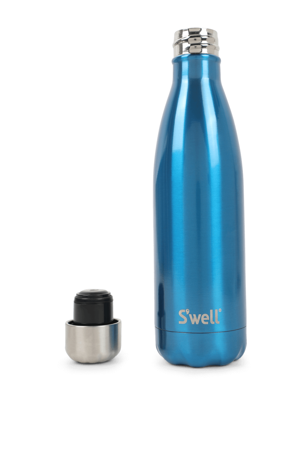 תמונה אחורית של בקבוק 500 מ\"ל בכחול מבריק SWELL