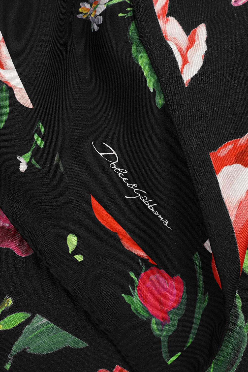 תמונה אחורית של צעיף משי בהדפס פרחוני DOLCE & GABBANA