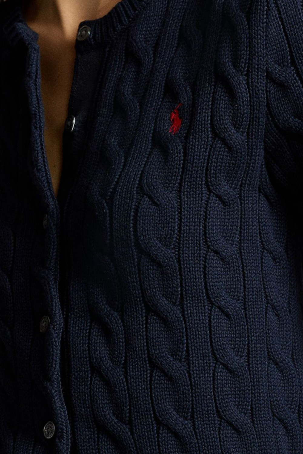 תמונת תקריב דוגמן של קרדיגן כותנה POLO RALPH LAUREN