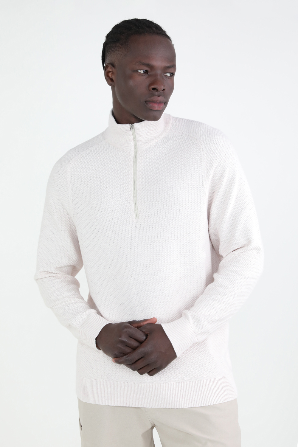 תמונת דוגמן קידמית של Textured Knit Half-Zip Sweater LULULEMON