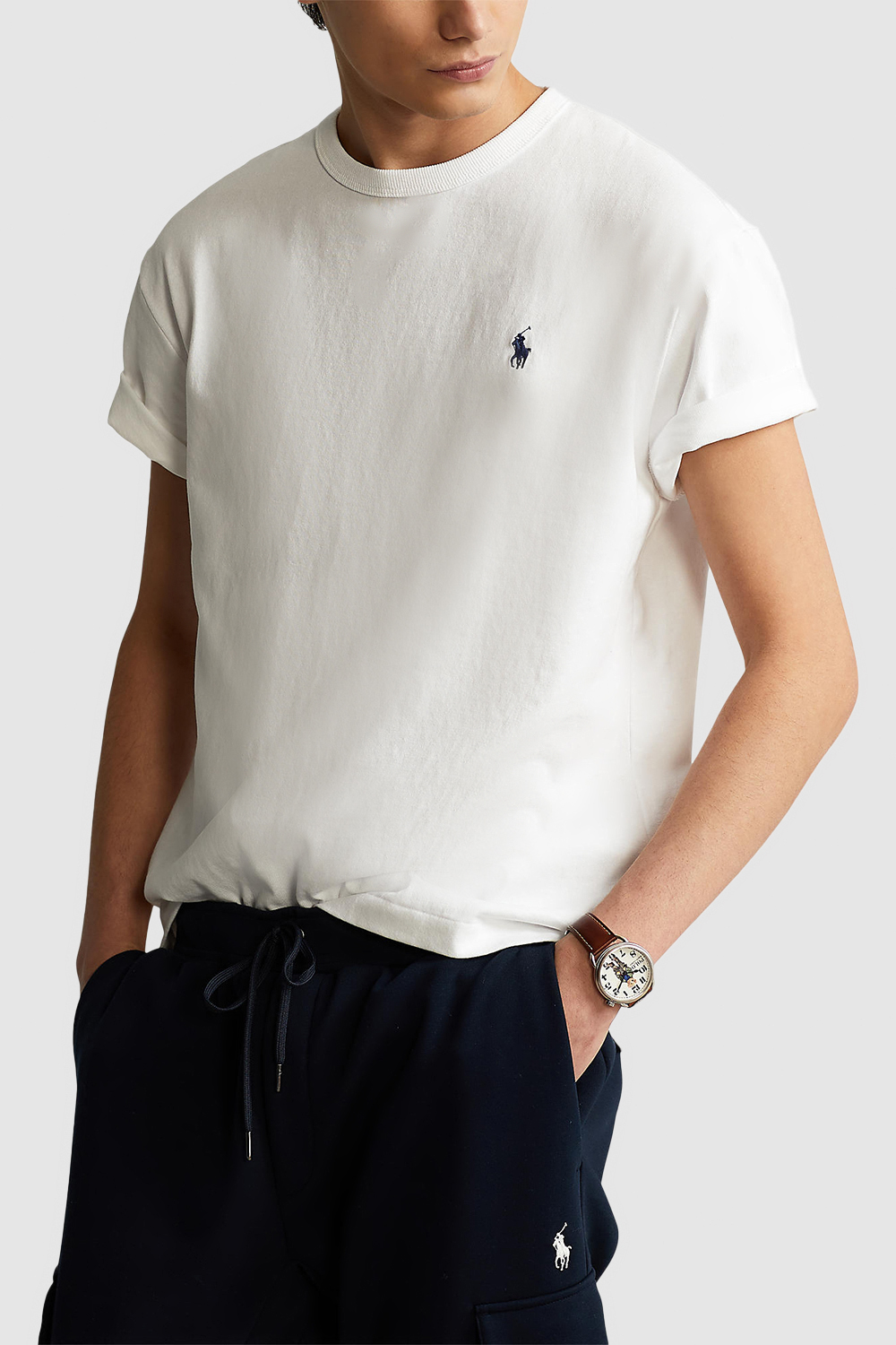 תמונת דוגמן קידמית של חולצת טי עם לוגו רקום POLO RALPH LAUREN