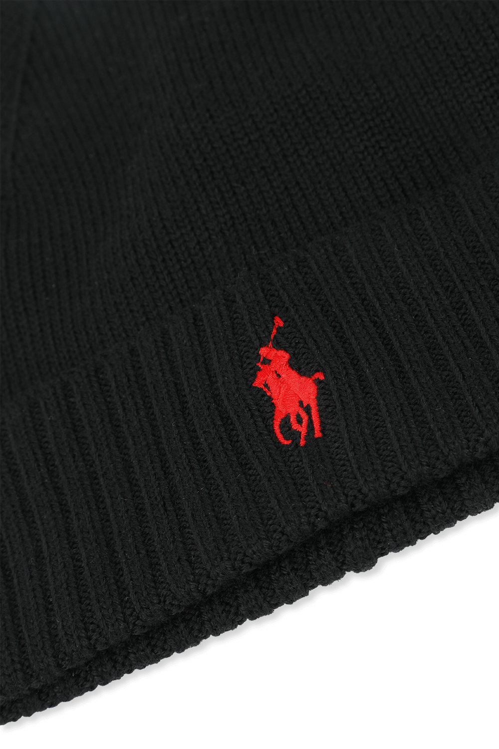 תמונת תקריב של Merino Wool Logo Hat in Black POLO RALPH LAUREN