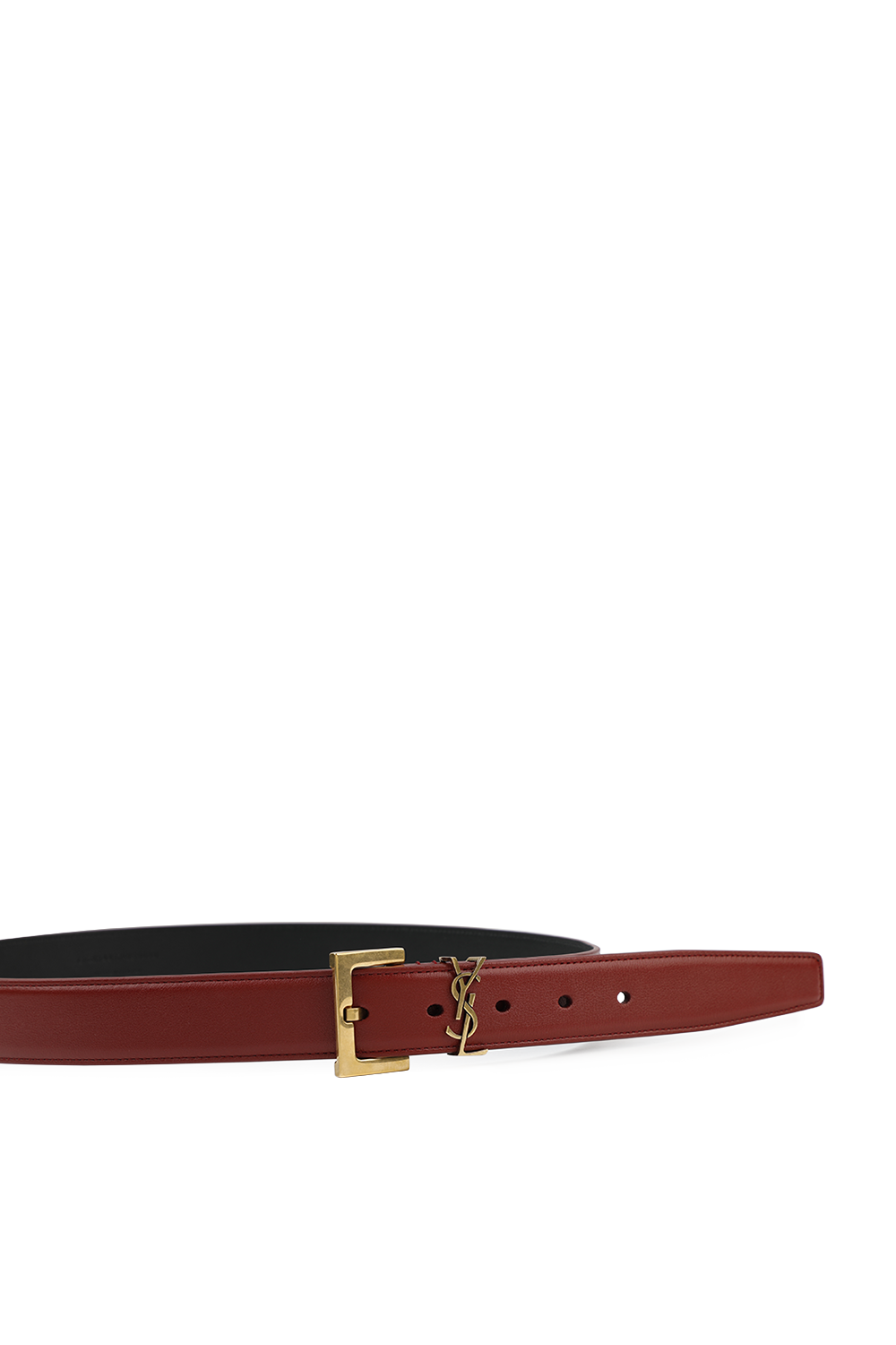 תמונת תקריב של Monogram Belt in Red Leather and Gold