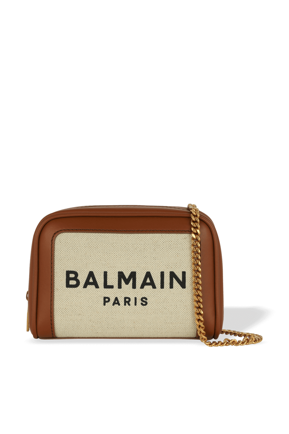 תמונה קידמית של Canvas Logo Mini Bag in Beige and Brown