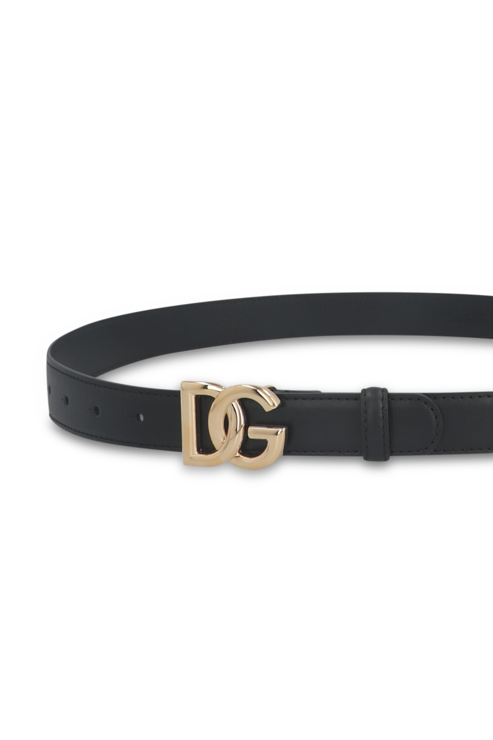 תמונת תקריב של חגורת עור עם לוגו מטאלי DOLCE & GABBANA