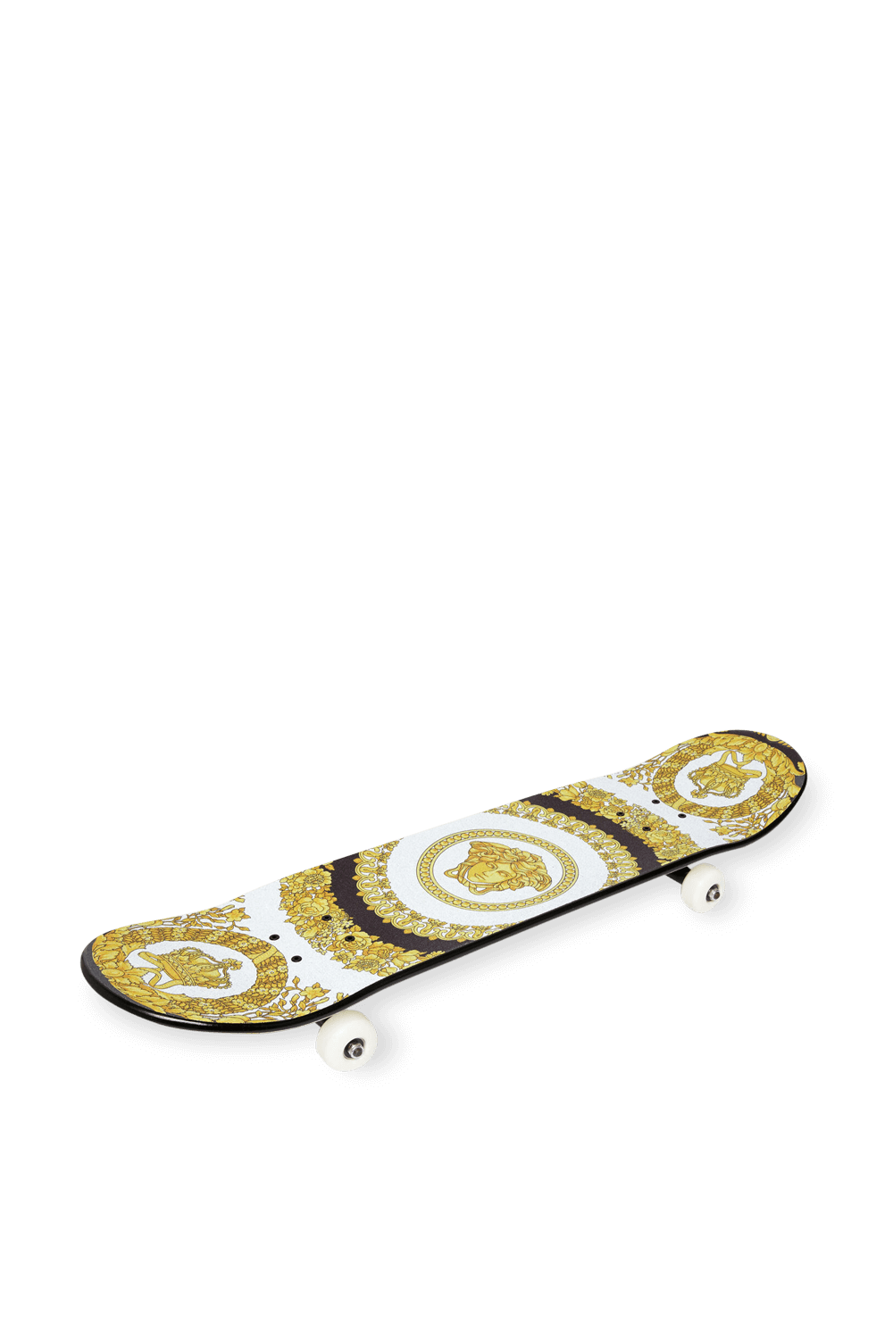 תמונה קידמית של סקייטבורד בעיצוב בארוק VERSACE