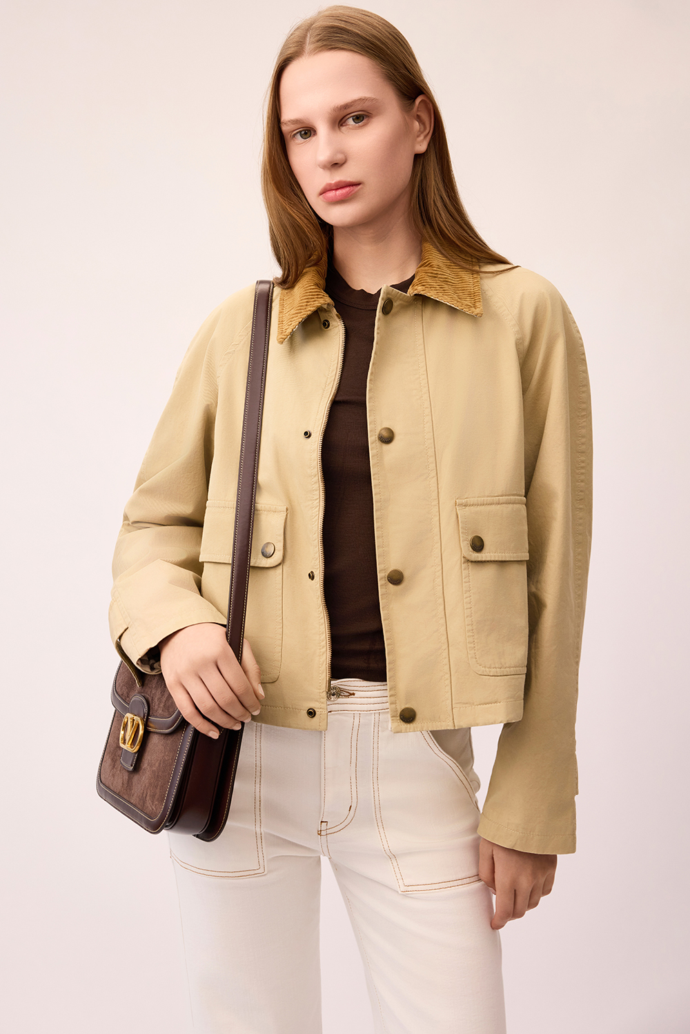 תמונת דוגמן קידמית של ז'קט כותנה BURBERRY