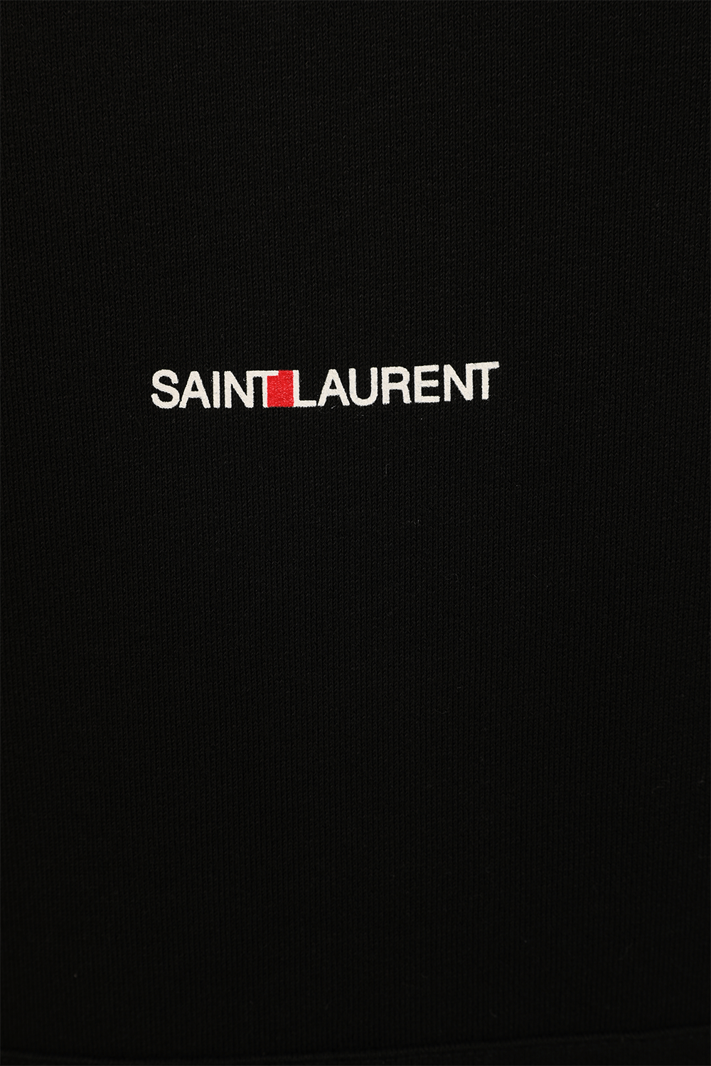 תמונה אחורית של סווטשירט קפוצ'ון עם לוגו SAINT LAURENT
