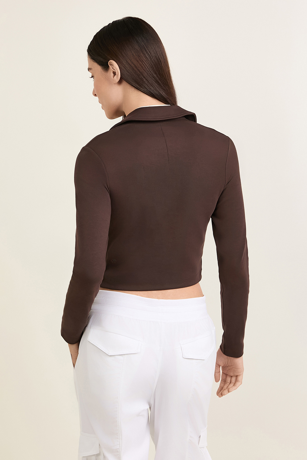 תמונת דוגמן אחורית של Stretch Cotton Long-Sleeve Polo Shirt