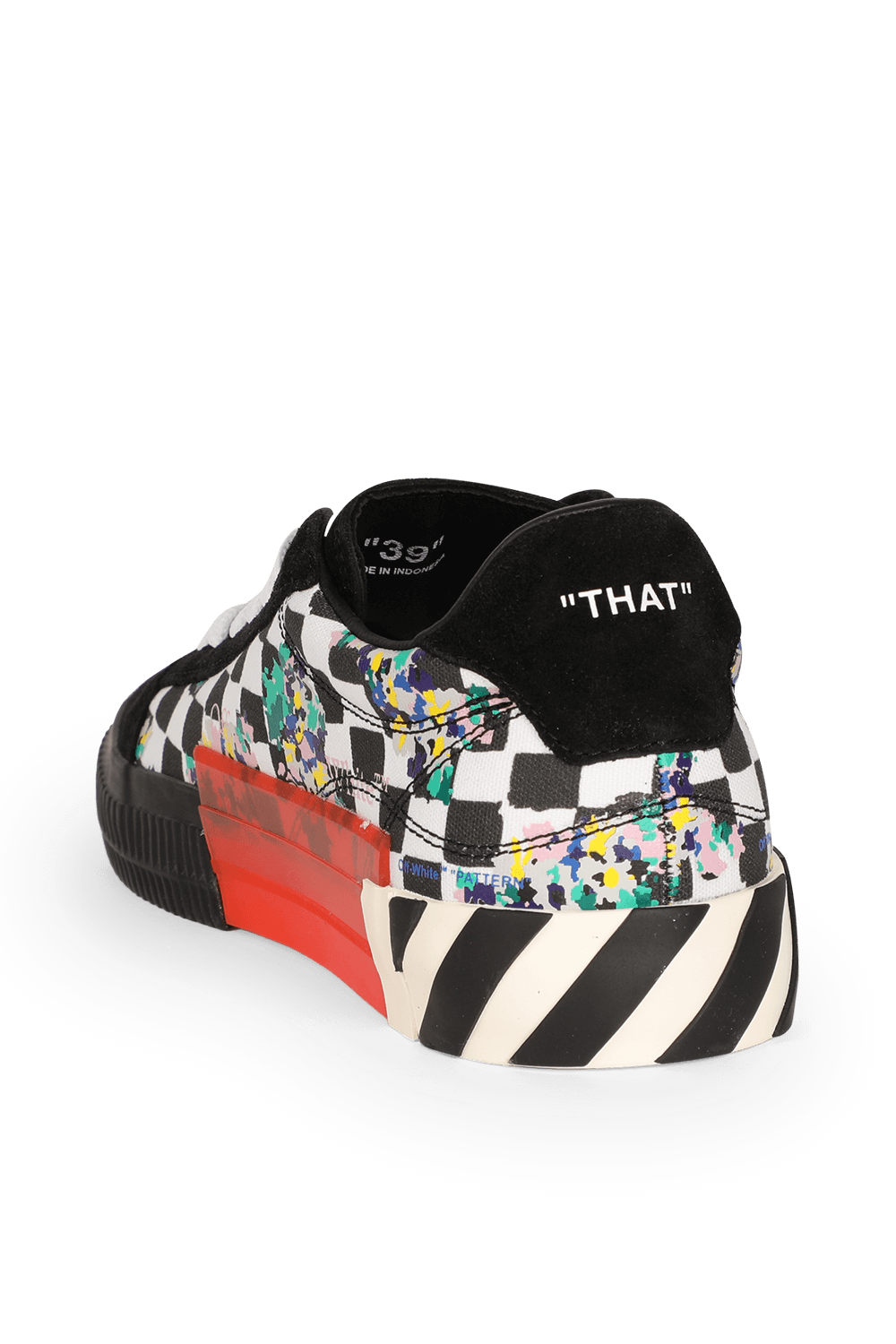 תמונה אחורית של Checked Vulcanized Sneakers in Black