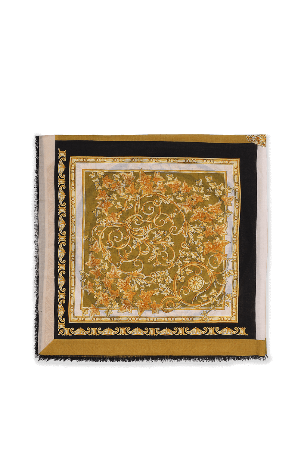 תמונת תקריב של Barocco Silk and Cashmere Shawl VERSACE