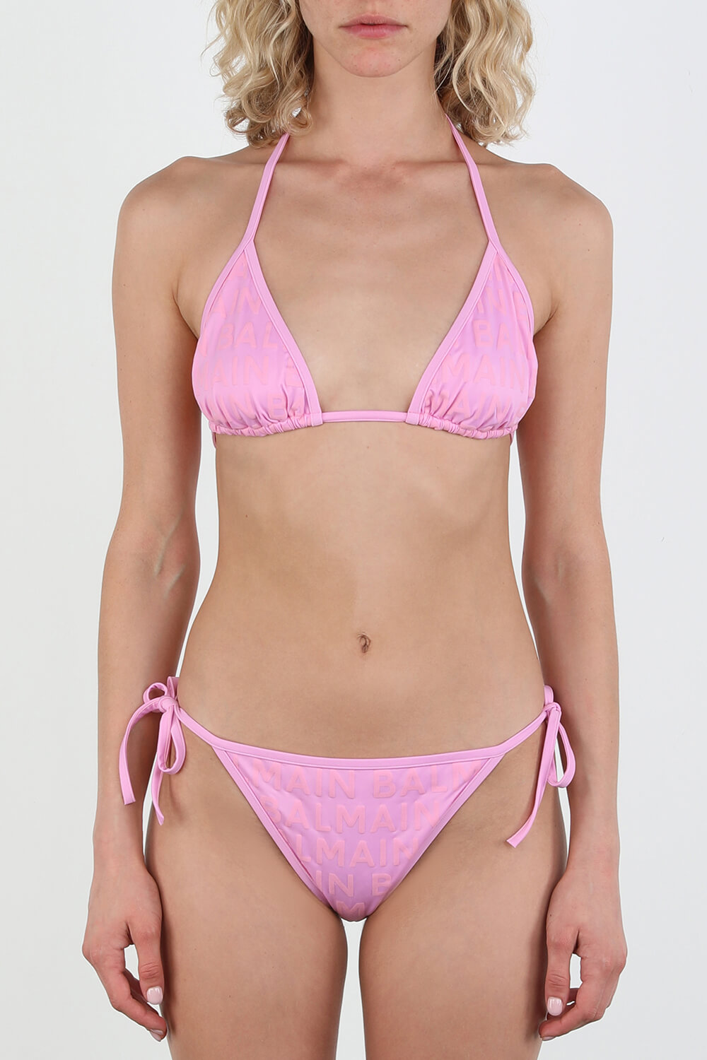 תמונת דוגמן קידמית של Triangle Bikini Set in Pink Logomania